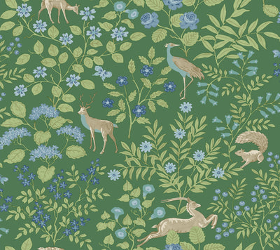 product image for Woodland Floral Peel & Stick Wallpaper in Meadow Green 12