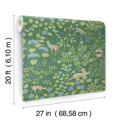 product image for Woodland Floral Peel & Stick Wallpaper in Meadow Green 52