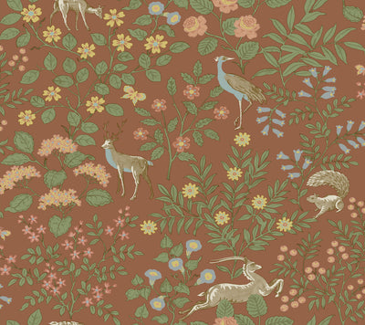 product image for Woodland Floral Peel & Stick Wallpaper in Rust 96