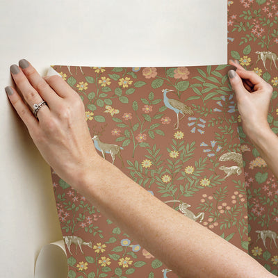 product image for Woodland Floral Peel & Stick Wallpaper in Rust 56