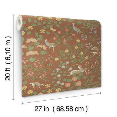 product image for Woodland Floral Peel & Stick Wallpaper in Rust 20