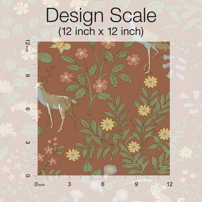 product image for Woodland Floral Peel & Stick Wallpaper in Rust 50