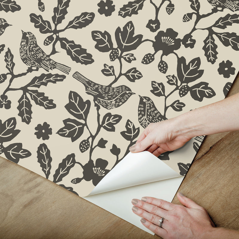 media image for Sparrow & Oak Peel & Stick Wallpaper in Linen/Charcoal 23