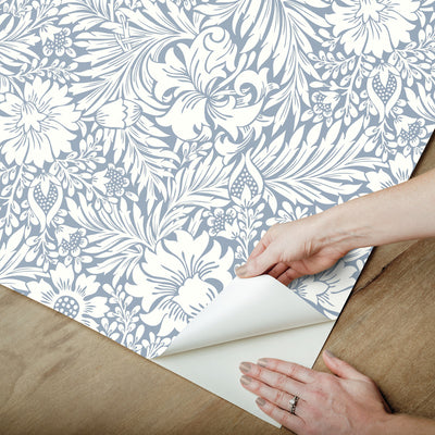 product image for Modern Acanthus Peel & Stick Wallpaper in Wedgewood Blue 39