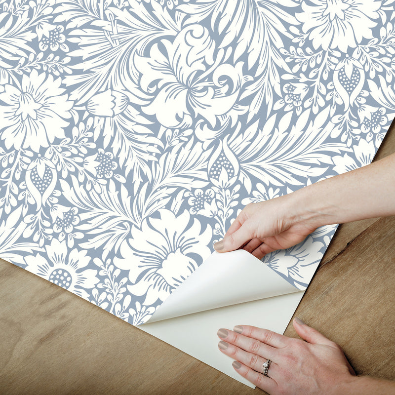 media image for Modern Acanthus Peel & Stick Wallpaper in Wedgewood Blue 20