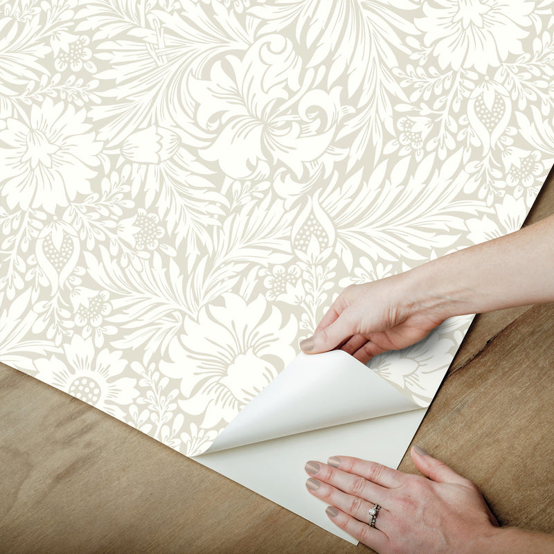 media image for Modern Acanthus Peel & Stick Wallpaper in Wicker 236