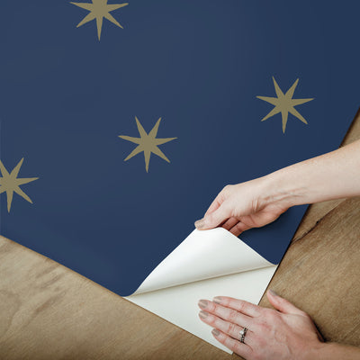 product image for Star Splendor Peel & Stick Wallpaper in Navy/Metallic Gold 4