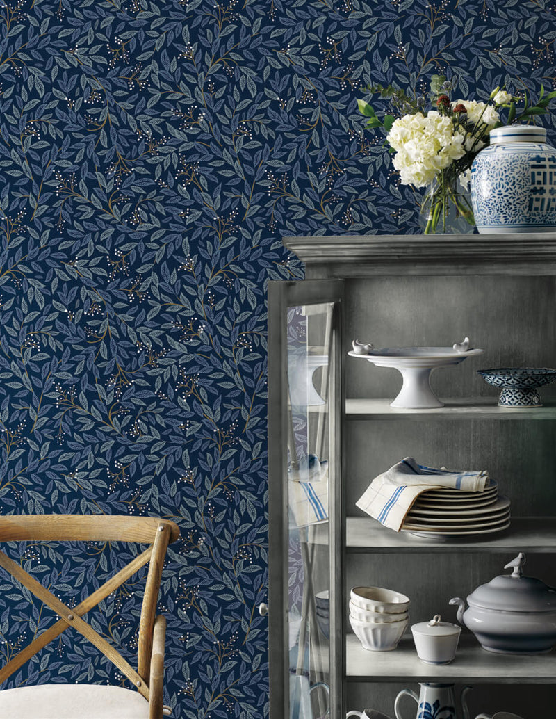 media image for Willowberry Navy Peel & Stick Wallpaper by York Wallcoverings 264