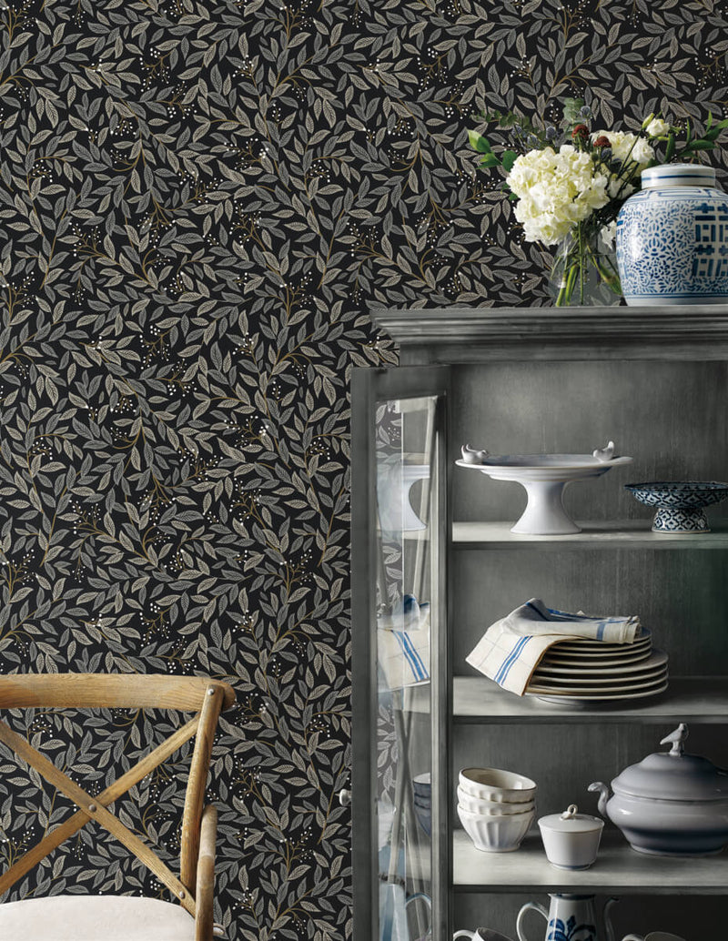 media image for Willowberry Black Peel & Stick Wallpaper by York Wallcoverings 239