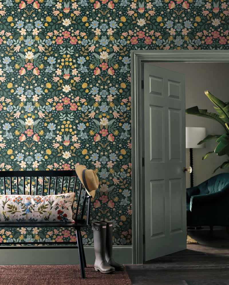 media image for Bramble Garden Emerald Peel & Stick Wallpaper by York Wallcoverings 220