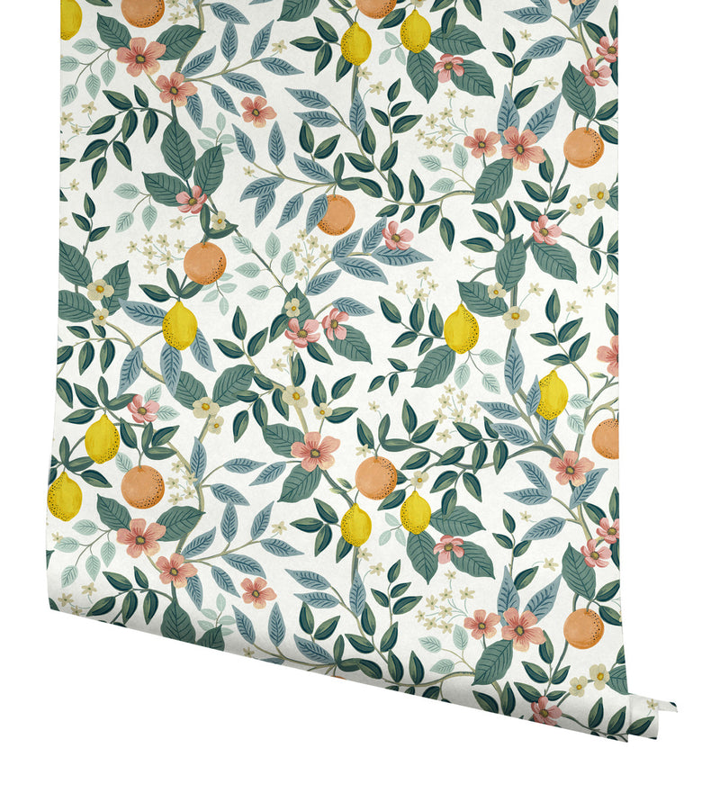 media image for Citrus Grove White Peel & Stick Wallpaper by York Wallcoverings 255