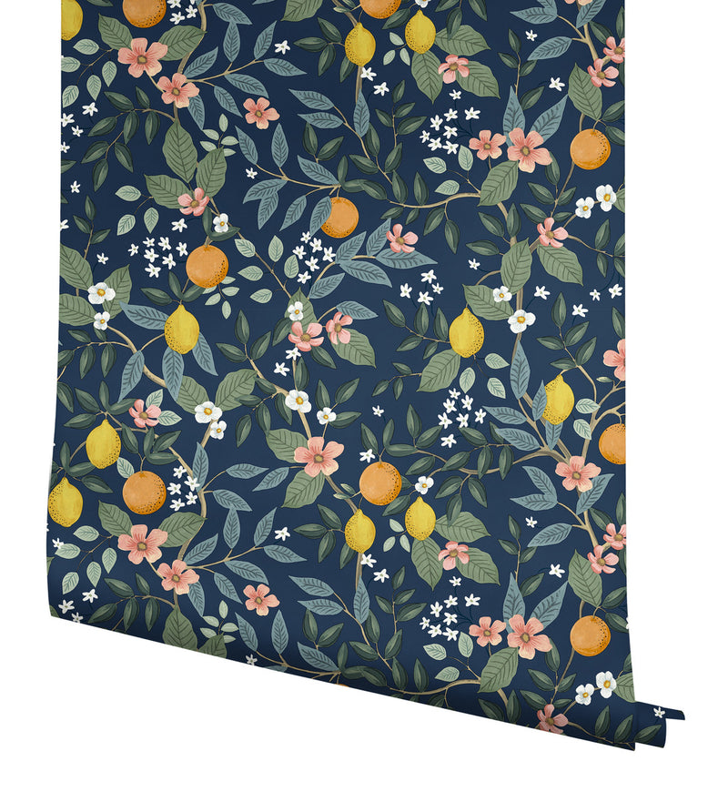 media image for Citrus Grove Navy Peel & Stick Wallpaper by York Wallcoverings 29