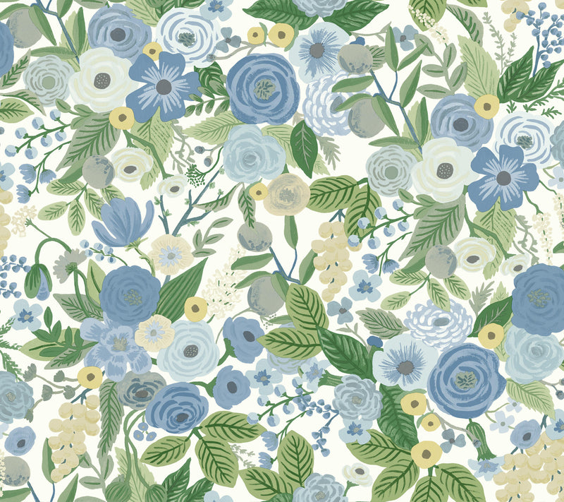 media image for Garden Party Blue/Green Multi Peel & Stick Wallpaper by York Wallcoverings 24