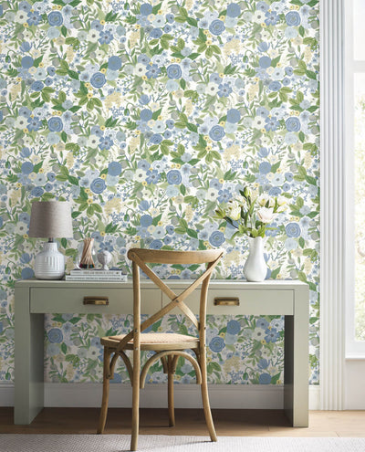 product image for Garden Party Blue/Green Multi Peel & Stick Wallpaper by York Wallcoverings 91