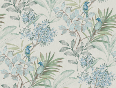 product image for Handpainted Songbird Peel & Stick Wallpaper in Turquiose 70