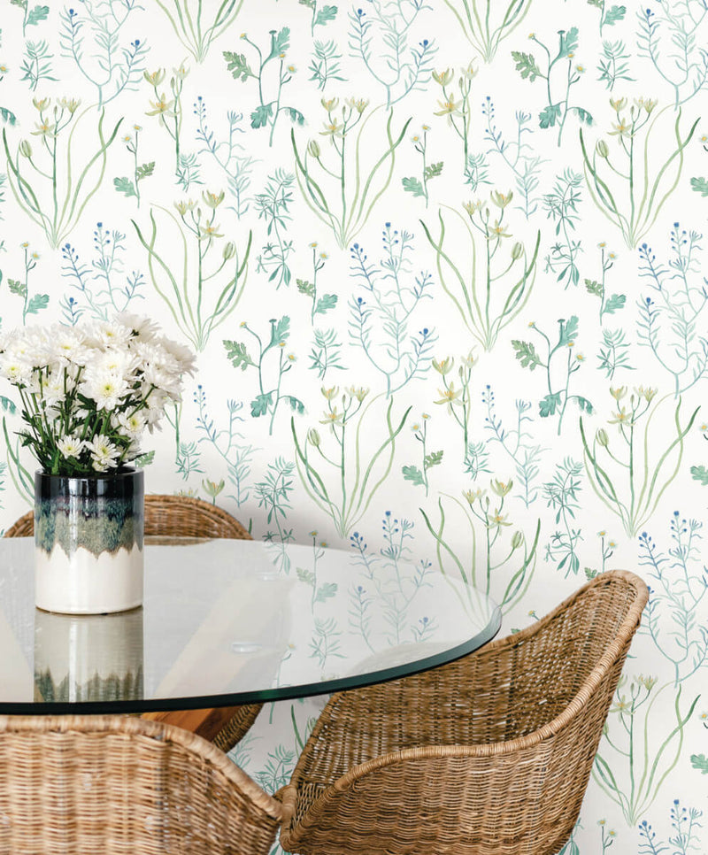 media image for Alpine Botanical Peel & Stick Wallpaper in Blue 272