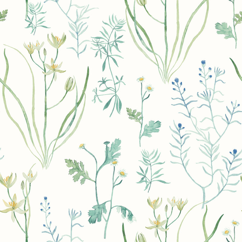 media image for Alpine Botanical Peel & Stick Wallpaper in Blue 24