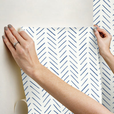 product image for Painted Herringbone Peel & Stick Wallpaper in Navy 61