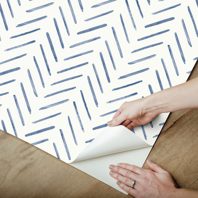 product image for Painted Herringbone Peel & Stick Wallpaper in Navy 28