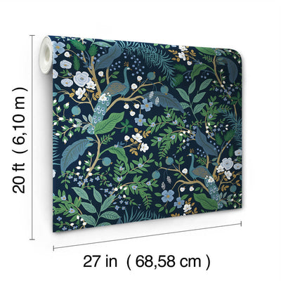 product image for Peacock Garden Peel & Stick Wallpaper in Navy 16