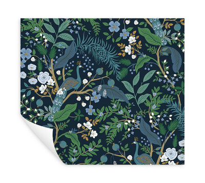 product image for Peacock Garden Peel & Stick Wallpaper in Navy 32