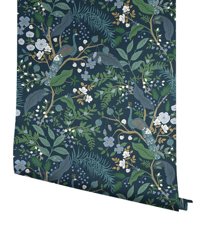 product image for Peacock Garden Peel & Stick Wallpaper in Navy 82