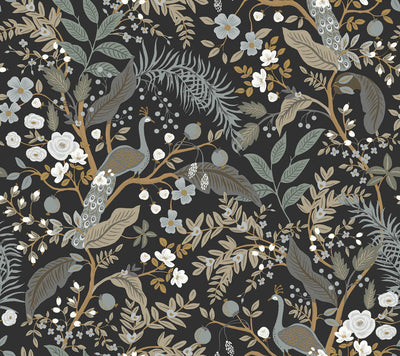 product image for Peacock Garden Peel & Stick Wallpaper in Black 2