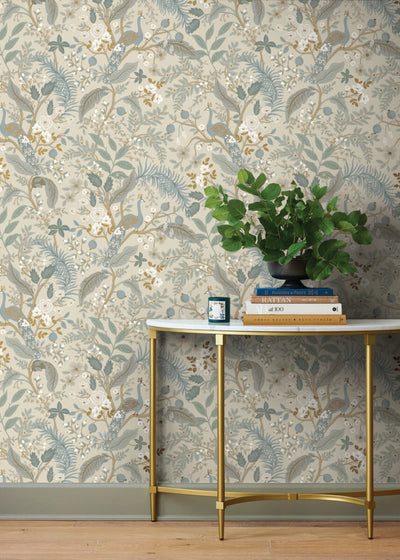 product image for Peacock Garden Peel & Stick Wallpaper in Linen 64