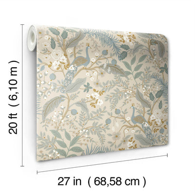 product image for Peacock Garden Peel & Stick Wallpaper in Linen 34