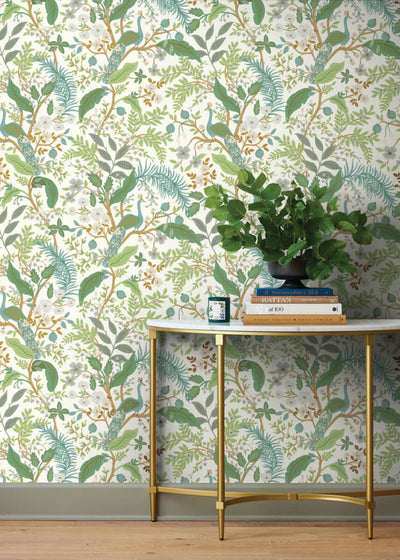 product image for Peacock Garden Peel & Stick Wallpaper in White 12