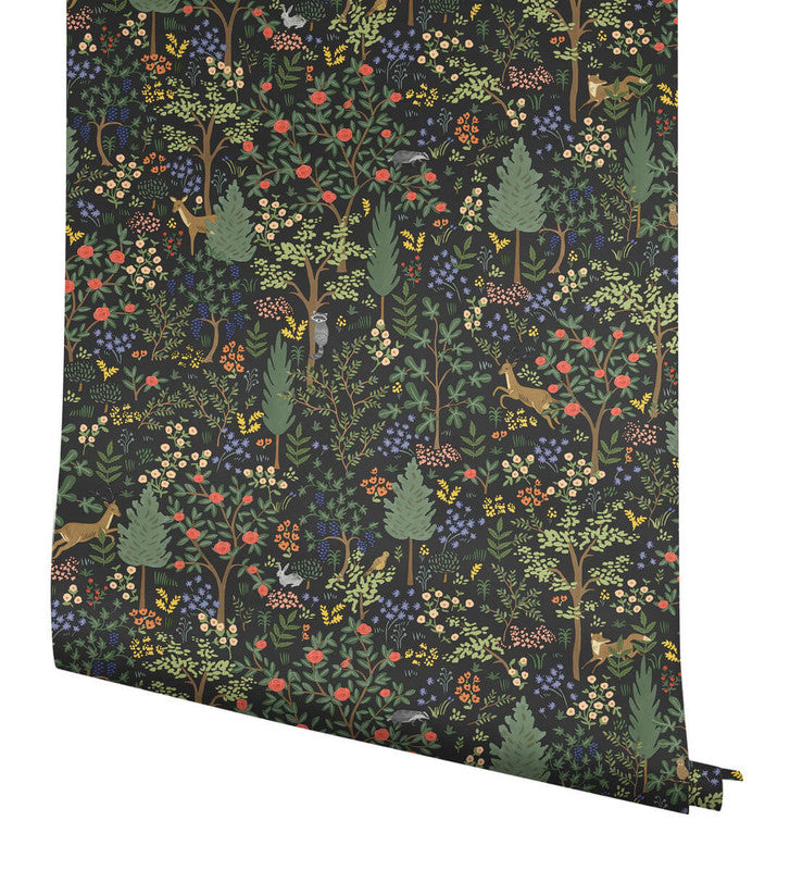 media image for Woodland Peel & Stick Wallpaper in Black 258