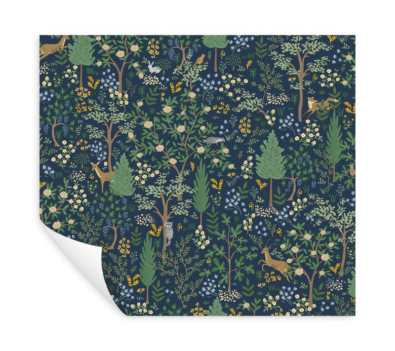 media image for Woodland Peel & Stick Wallpaper in Navy 260