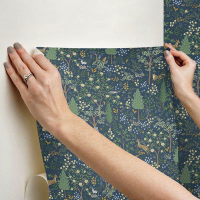 product image for Woodland Peel & Stick Wallpaper in Navy 56