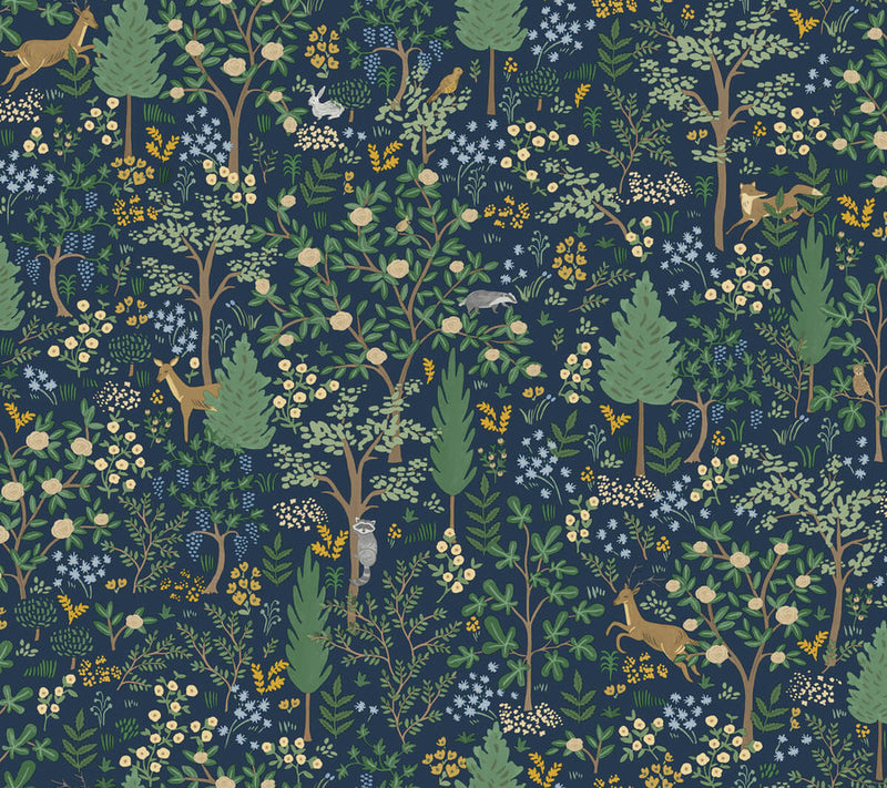 media image for Woodland Peel & Stick Wallpaper in Navy 295