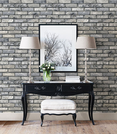 product image of Painted Grey Brick Wallpaper from the Essentials Collection by Brewster Home Fashions 515