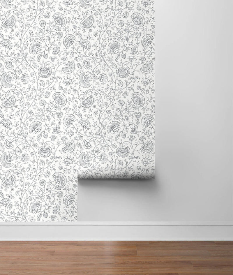 media image for Paisley Trail Peel-and-Stick Wallpaper in Slate Grey by NextWall 251