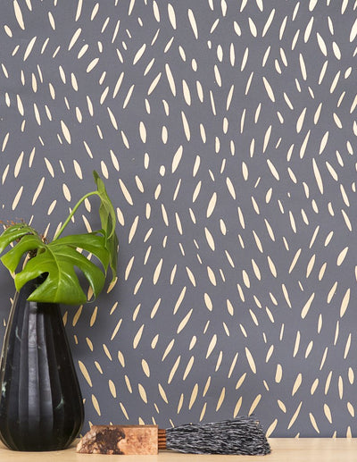 product image of Palea Wallpaper in Gold on Charcoal design by Thatcher Studio 549