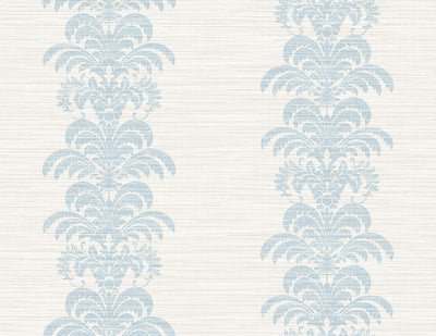 product image of Palm Frond Stripe Stringcloth Wallpaper in Blue Frost and Bone White from the Luxe Retreat Collection by Seabrook Wallcoverings 599