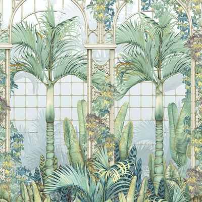 product image of sample palm house wall mural in sky from the mansfield park collection by osborne little 1 516