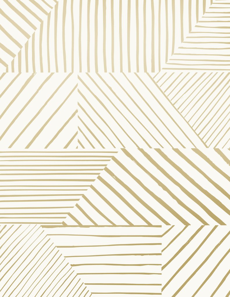 media image for Parquet Wallpaper in Gold on Cream design by Thatcher Studio 216