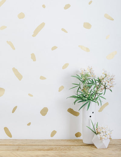 product image for Pas de Trois Wallpaper in Gold on Cream design by Thatcher Studio 81