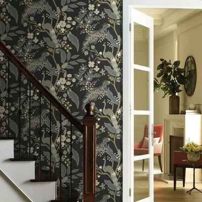 product image for Peacock Wallpaper in Black from the Rifle Paper Co. Collection by York Wallcoverings 49