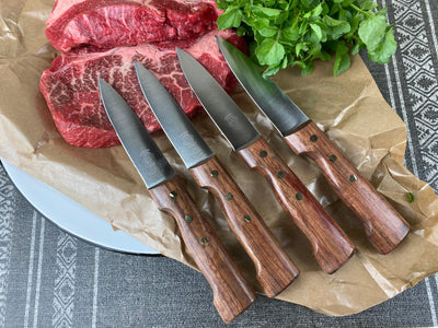product image for au nain boucher set of 4 rosewood handle steak knives in leather pouch 2 61