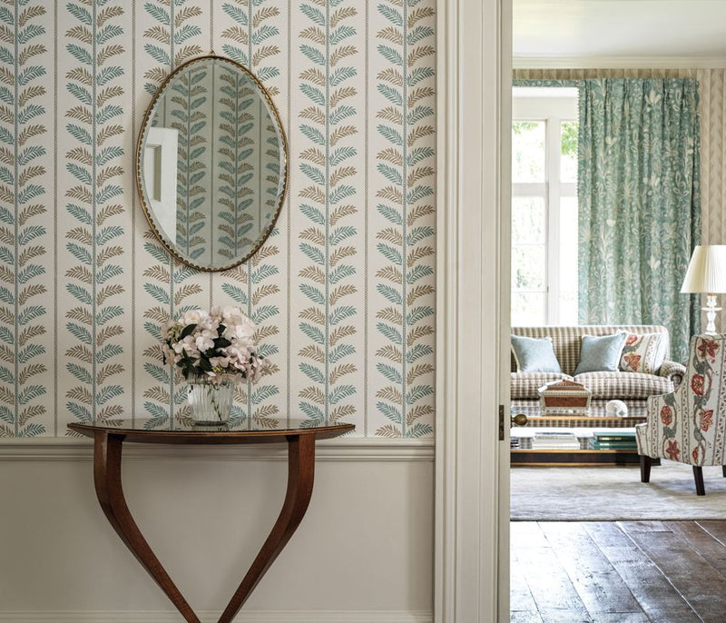 media image for Signature Plumier Aqua/Beige Wallpaper by Nina Campbell 214