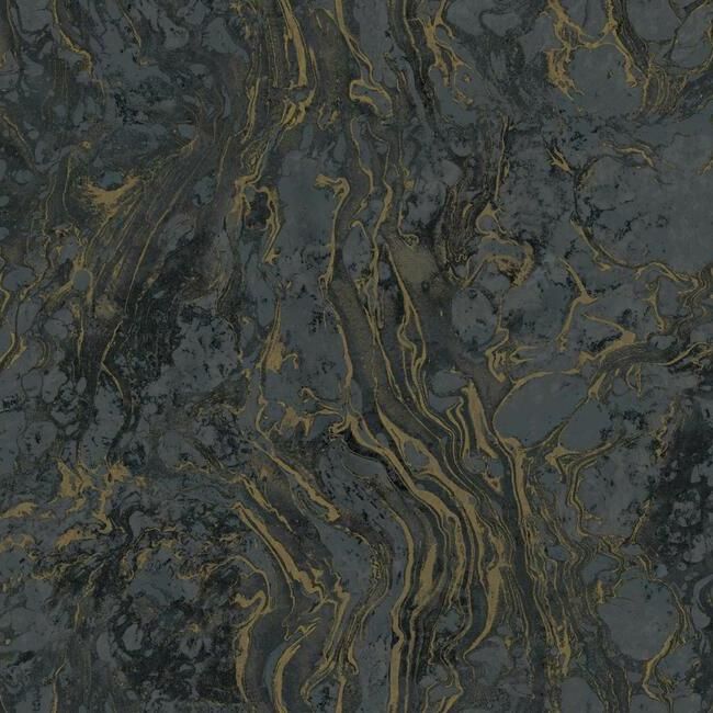 Shop Polished Marble Wallpaper in Black from the 24 Karat Collection ...