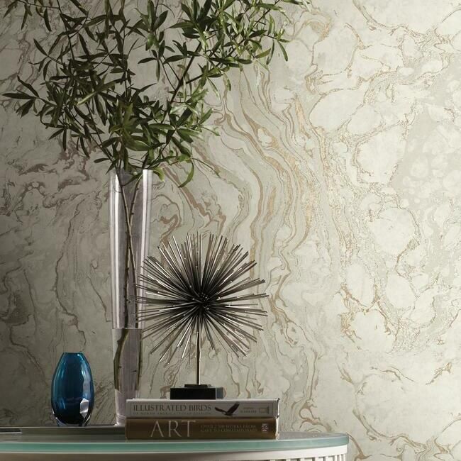 media image for Polished Marble Wallpaper in White and Gold from the Ronald Redding 24 Karat Collection by York Wallcoverings 293