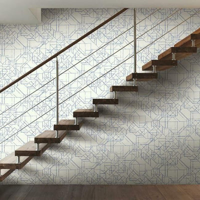 product image for Prism Schematics Peel & Stick Wallpaper in Cobalt and Silver by York Wallcoverings 89