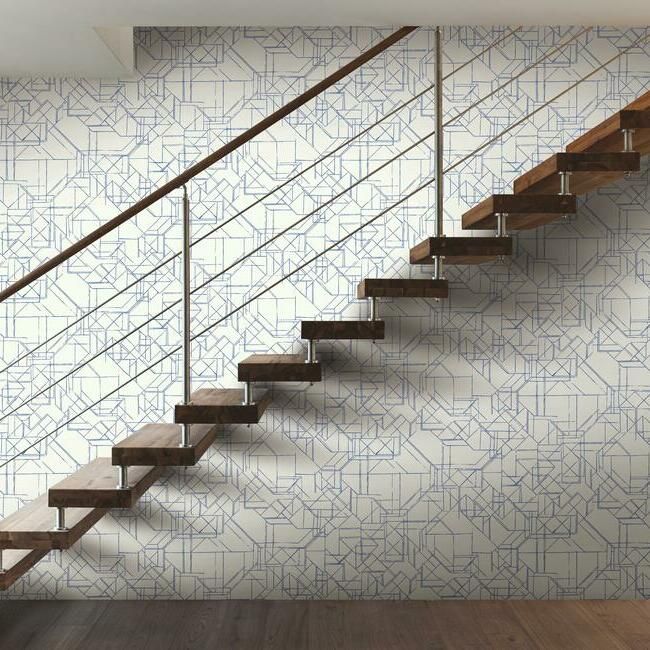 media image for Prism Schematics Peel & Stick Wallpaper in Cobalt and Silver by York Wallcoverings 252