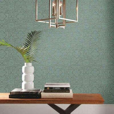 product image for Quatrefoil Trellis Peel & Stick Wallpaper in Blue by York Wallcoverings 85