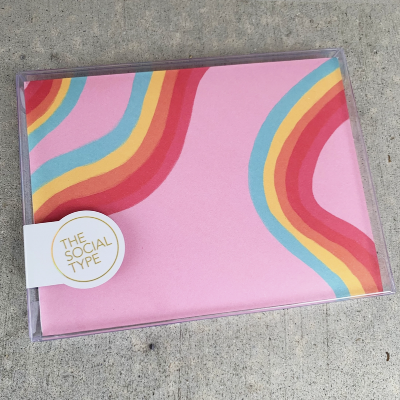 media image for rainbow ribbon patterned envelope note set 2 241